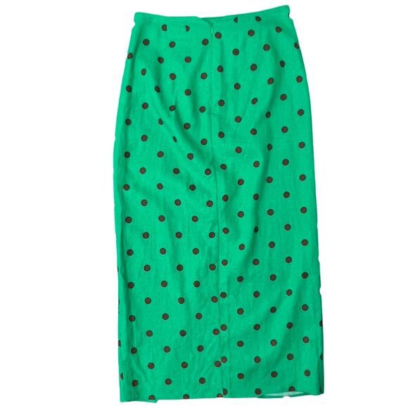 Zara Green Brown Polka Dot Midi Skirt Half Sleeve Top Set size S Blogger Fave - Picture 9 of 16